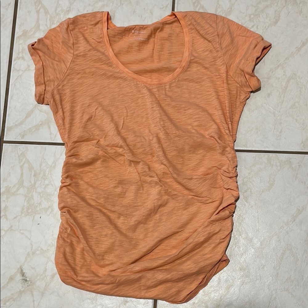 Women's Maternity Orange Ruched Top